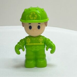 recycling worker figure green uniform hard‎ hat